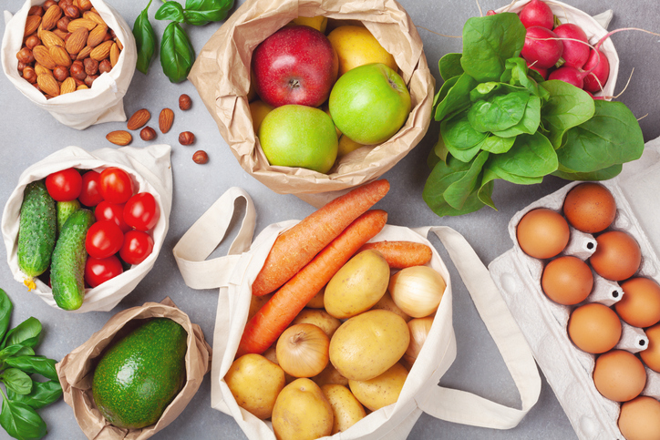 image of grocery bags with food in them