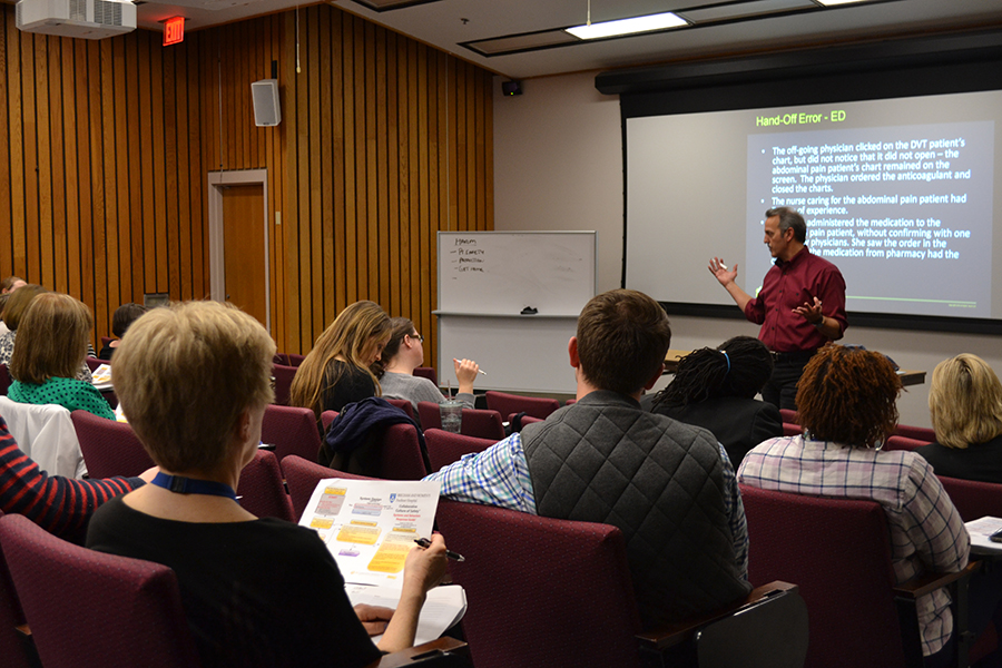 Paul LeSage addresses a group of managers and supervisors during a Just Culture training session