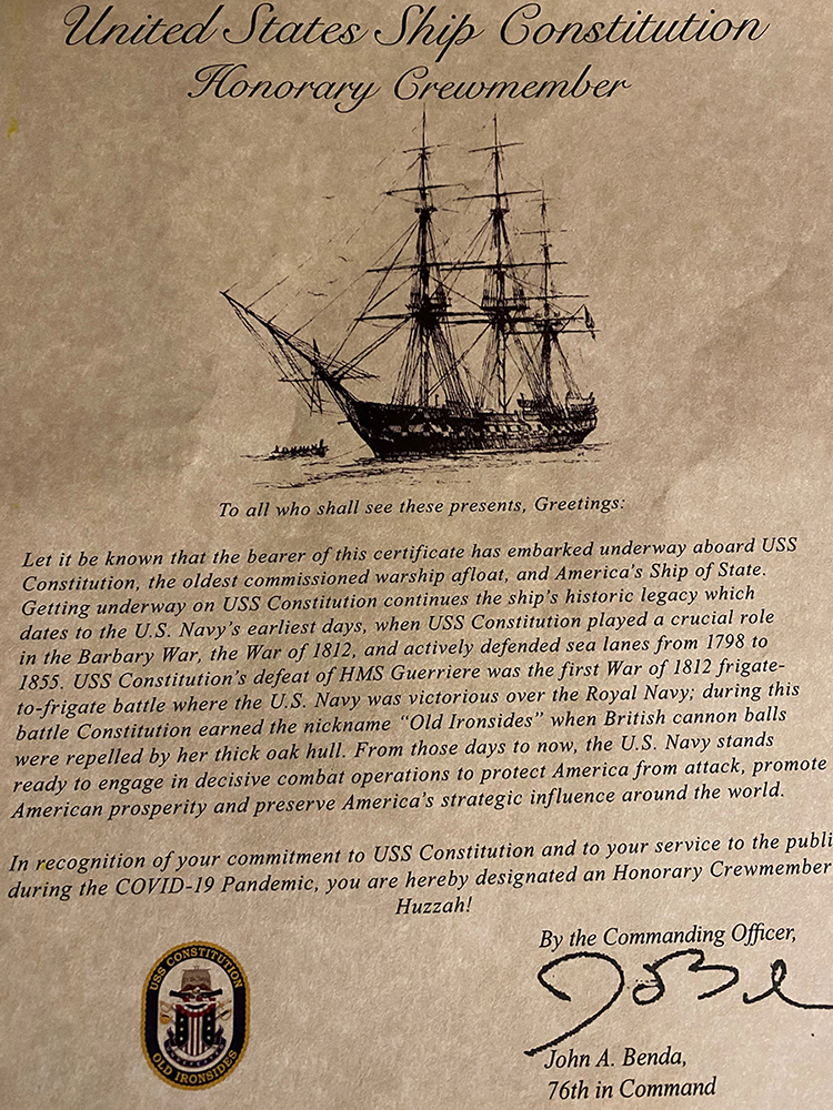 USS Constitution honorary crewmember decree