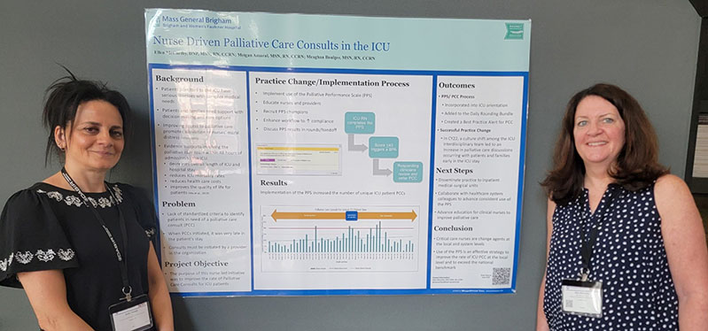 Estier Sayegh and Ellen McCarthy with their poster “Nurse Driven Palliative Care Consults in the ICU.”