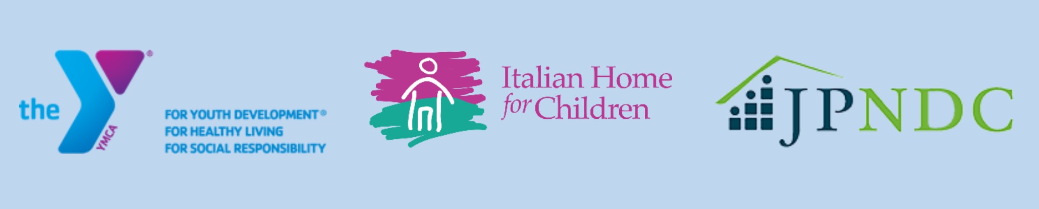 YMCA, Italian Home for Children and JPNDC Logos